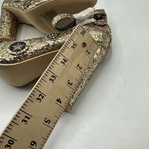 NEW Cape Robbin Pointy Toe Glitter Embellished Chunky High Heel Ankle Strap 8.5 - Picture 7 of 14